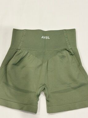 SOLD | AYBL High-Waist Sage Green Ribbed Waist Shorts